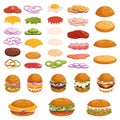 Set Of Burger Ingredients Fresh And Flavorful Vegetable, Juicy Beef Patty, Crisp Lettuce, Ripe Tomatoes, Melted Cheese