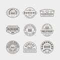 Set of burger logos. retro styled fast food emblems