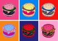 Set Burger Vector Illustration Pop Art Style Royalty Free Stock Photo