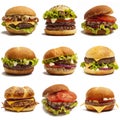 Set of burgers Royalty Free Stock Photo