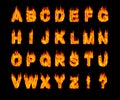 Set of Burning Latin Alphabet Letters Royalty Free Stock Photo