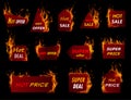 Set of burning sale labels and tags