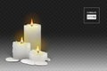 Set of burning white candles on a transparent background Royalty Free Stock Photo