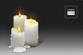 Set of burning white candles on a transparent background Royalty Free Stock Photo