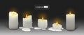 Set of burning white candles on a transparent background Royalty Free Stock Photo