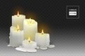 Set of burning white candles on a transparent background Royalty Free Stock Photo