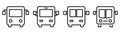 Set of bus icon. Outline school bus icon in black. Auto symbol. Outline black bus icon. Line transport symbol. Isolated autobus