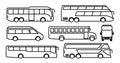 Set of Bus icon. Transport symbol black in linear style. Vector illustration. Isolated on white background Royalty Free Stock Photo