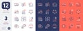 Set of Bus tour, Development plan and Stars line icons. For design. Vector
