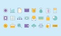 set of businees icons in a blue background