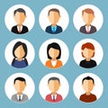 A set of business avatars girls and guys. On a white background.