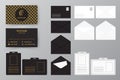 Set of business card with envelope and badge. Personal style col