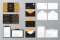 Set of business card with envelope and badge. Personal style col