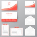 Set of business card with envelope and badge. Personal style col