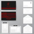 Set of business card with envelope and badge. Personal style col