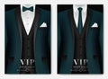 Set of business card templates with suit and tuxedo and place for text for you Royalty Free Stock Photo