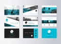 Set of business cards, blue background. Template information card