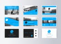 Set of business cards, blue background. Template information card Royalty Free Stock Photo