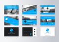 Set of business cards, blue background. Template information card Royalty Free Stock Photo