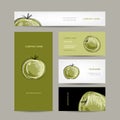 Set of business cards design, apple sketch Royalty Free Stock Photo