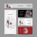 Set of business cards design, girl near the