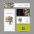 Set of business cards design, shopping tree with