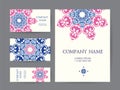 Set of business cards, invitations, and cards templates with lac