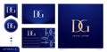 a set of business cards with the letter dg, Luxury Initial Letters D and G Logos Designs in Blue Colors