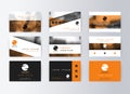 Set of business cards, orange background. Template information card