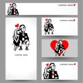 Set of business cards. People in love.