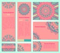 Set of business cards templates with oriental ornament.