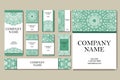 Set of business cards. Vintage pattern in retro style with mandala. Hand drawn Islam, Arabic, Indian, lace pattern Royalty Free Stock Photo