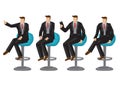 Set of business characters in four sitting positions