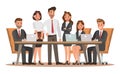 Set of business characters working in office. Vector illustration design