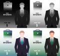 Set of business colored backgrounds with a man and place under the text