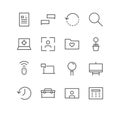 Set of business and communication icons, mouse, folder, growth, online, message, magnifying glass, calculator. Royalty Free Stock Photo