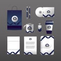 Set business company stationary template with documents Royalty Free Stock Photo