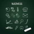 Set of business doodles, vector icons hand drawn with chalk Royalty Free Stock Photo