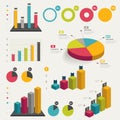 Set of business flat, 3D design graph.