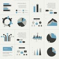 Set of business flat design elements, graphs, charts, flow chart. Royalty Free Stock Photo