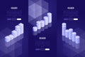 Set of 3 business headers with various chart and graph. Data visualization concept for analysis, report, presentation