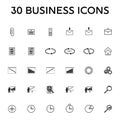 Set of 30 business icons. Business, finance, management, time. Clean and modern vector illustration for design, web.