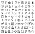 Set of business icons, Hand drawn vector illustration. Royalty Free Stock Photo