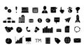 Set of business icons silhouette. Royalty Free Stock Photo
