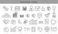 Set of business icons. Simple black outline icons. Royalty Free Stock Photo