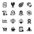 Set of Business icons, such as Almond nut, Coffee cup, Clapping hands. Vector