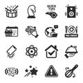 Set of Business icons, such as Atom, Christmas calendar, Speakers symbols. Vector