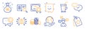 Set of Business icons, such as Bitcoin system, Conversation messages, Loyalty tags. Vector Royalty Free Stock Photo