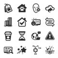 Set of Business icons, such as Coupons, Cloud share, Smile symbols. Vector