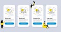 Set of Business icons, such as Flight mode, Refill water, Start presentation. Vector